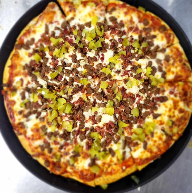 Large Cheeseburger Pizza.